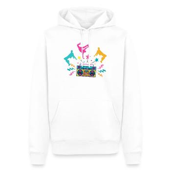 Ghettoblaster Neon tanzende Silhouetten - Männer Premium Bio Hoodie - Weiß - Vorne - Nico (187cm)