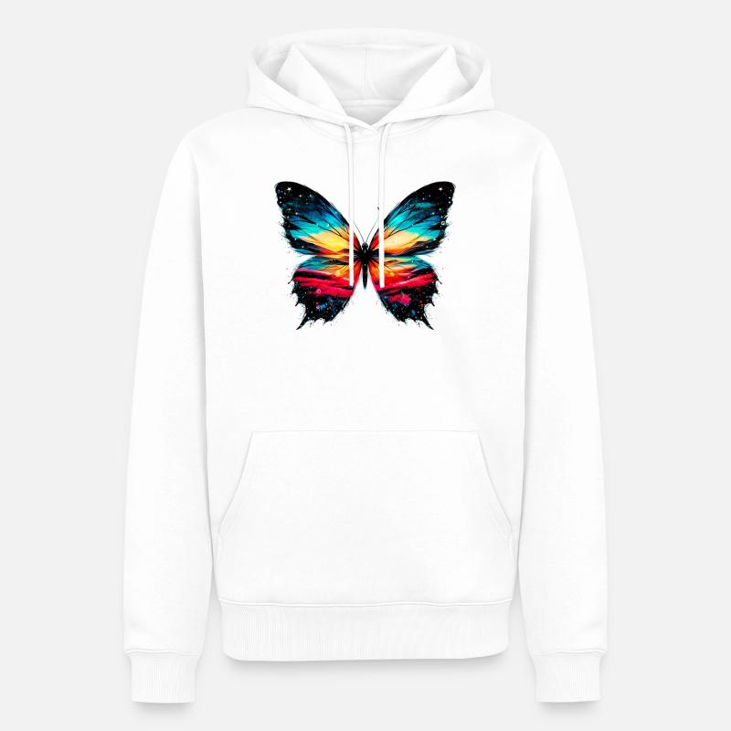 Papillon - Sweat à capuche Premium bio Homme - blanc