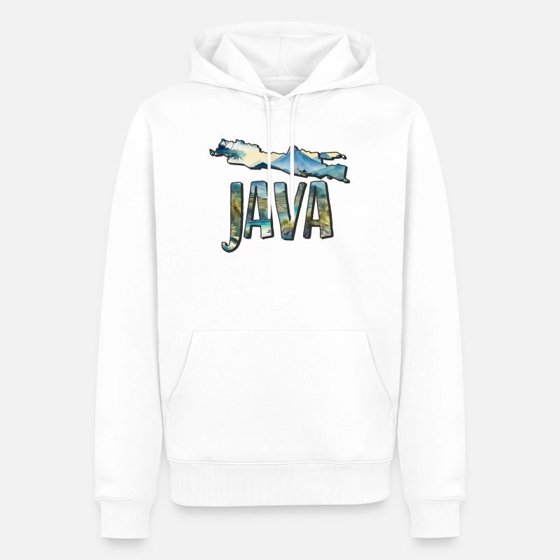 Carte aquarelle Java - Sweat à capuche Premium bio Homme - blanc