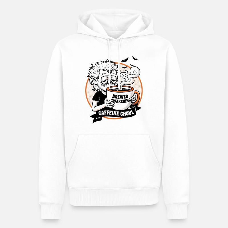 Illustration de tasse à café hantée - Sweat à capuche Premium bio Homme - blanc