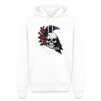 Memento Mori Skull & Raven Roses - Men’s Premium Organic Hoodie - white - Front - Nico (187cm)