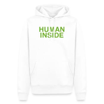 HUMAN INSIDE Text Design - Men’s Premium Organic Hoodie - white - Front - Nico (187cm)
