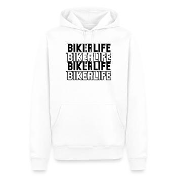 Biker_life_fast - Sweat à capuche Premium bio Homme - blanc - Devant - Nico (187cm)