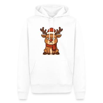 Renne sinistre avec écharpe de Noël - Sweat à capuche Premium bio Homme - blanc - Devant - Nico (187cm)
