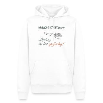Ich habe nachgemessen: Liebling, du bist großartig - Männer Premium Bio Hoodie - Weiß - Vorne - Nico (187cm)