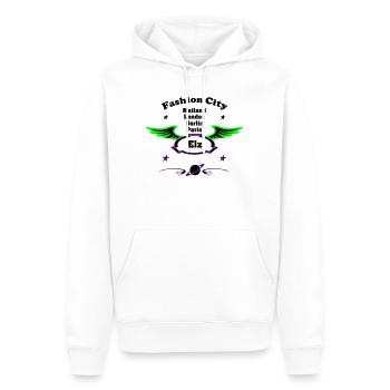 Fashion_City - Männer Premium Bio Hoodie - Weiß - Vorne - Nico (187cm)