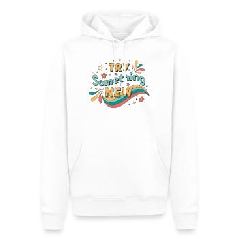Probier etwas Neues aus - Männer Premium Bio Hoodie - Weiß - Vorne - Nico (187cm)