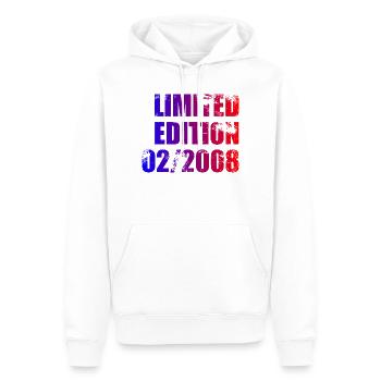 18e anniversaire Édition Limitée 02/2008 - Sweat à capuche Premium bio Homme - blanc - Devant - Nico (187cm)