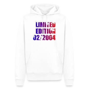 22e anniversaire Édition Limitée 02/2004 - Sweat à capuche Premium bio Homme - blanc - Devant - Nico (187cm)