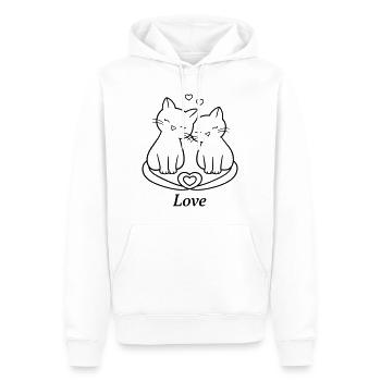 Cute Cat Couple Love Line Art | Romantic Cat Style - Männer Premium Bio Hoodie - Weiß - Vorne - Nico (187cm)