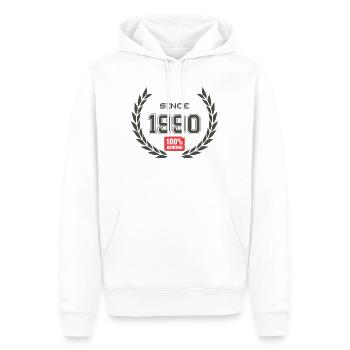 Seit 1990 100 % original - Männer Premium Bio Hoodie - Weiß - Vorne - Nico (187cm)