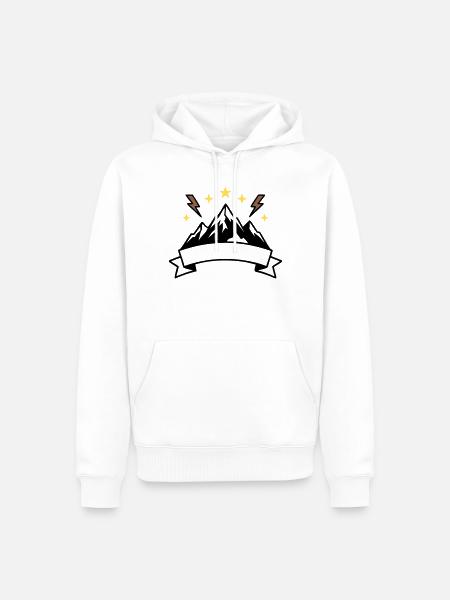 Berge Banner Textfeld Wappen - Männer Premium Bio Hoodie - Weiß