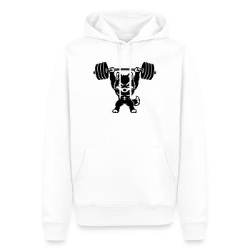Le loup musclé soulève un haltère lourd - Sweat à capuche Premium bio Homme - blanc - Devant - Nico (187cm)