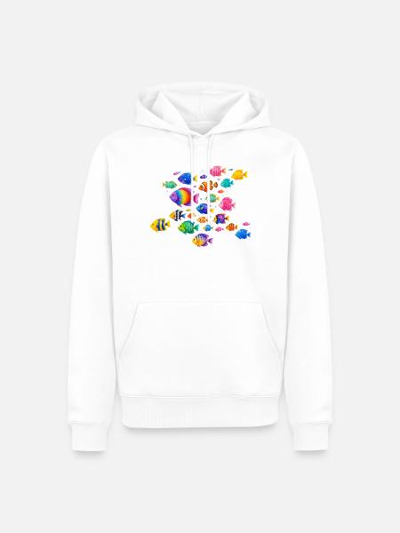 Bunte Tropenfische Illustration - Männer Premium Bio Hoodie - Weiß