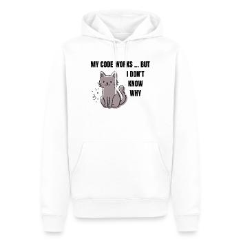 My Code Works - Lustige Programmierer Katze - Männer Premium Bio Hoodie - Weiß - Vorne - Nico (187cm)