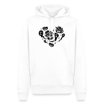 Cœur d’Halloween avec Fantôme d’Halloween - Sweat à capuche Premium bio Homme - blanc - Devant - Nico (187cm)