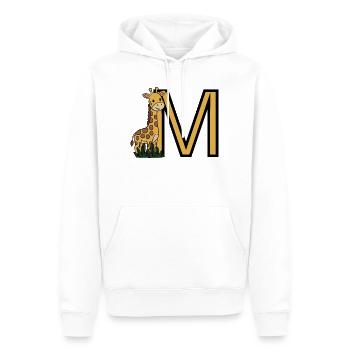 Giraffen M Initialen Design - Männer Premium Bio Hoodie - Weiß - Vorne - Nico (187cm)