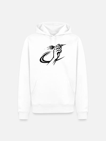 Dartspieler Wurf Hand Grafik - Männer Premium Bio Hoodie - Weiß
