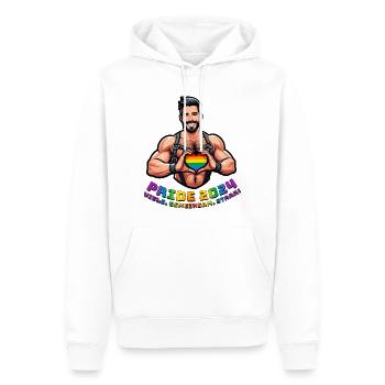 Pride 2024 - Beaucoup. Ensemble. Fort! - Sweat à capuche Premium bio Homme - blanc - Devant - Nico (187cm)