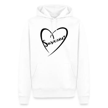 Susanne Nom Prénom dans le cadre du cœur - Sweat à capuche Premium bio Homme - blanc - Devant - Nico (187cm)