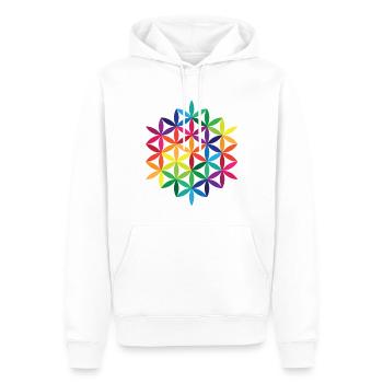 Regenbogenblume des Lebens 2 - Männer Premium Bio Hoodie - Weiß - Vorne - Nico (187cm)