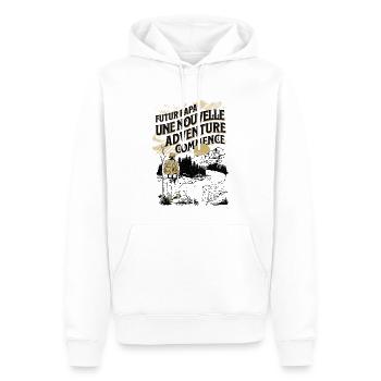 Futur Papa - Cadeau Nouveau Père Randonneur - Sweat à capuche Premium bio Homme - blanc - Devant - Nico (187cm)