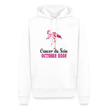 Flamant Rose Cancer Du Sein Octobre Rose - Sweat à capuche Premium bio Homme - blanc - Devant - Nico (187cm)