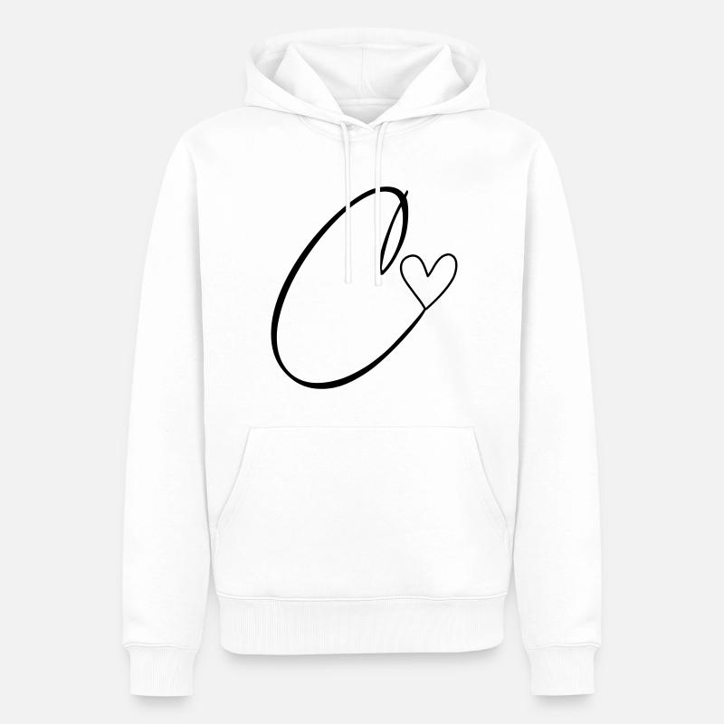 Lettre C Lettre C Calligraphie - Sweat à capuche Premium bio Homme - blanc