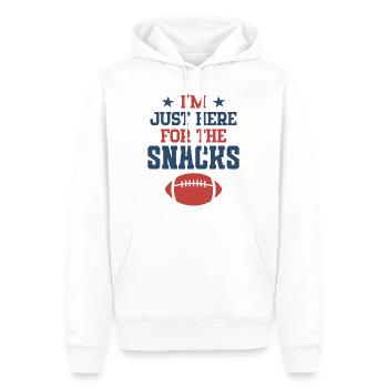Je suis juste là pour les collations - Sweat à capuche Premium bio Homme - blanc - Devant - Nico (187cm)