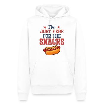 Je suis juste là pour les collations - Sweat à capuche Premium bio Homme - blanc - Devant - Nico (187cm)
