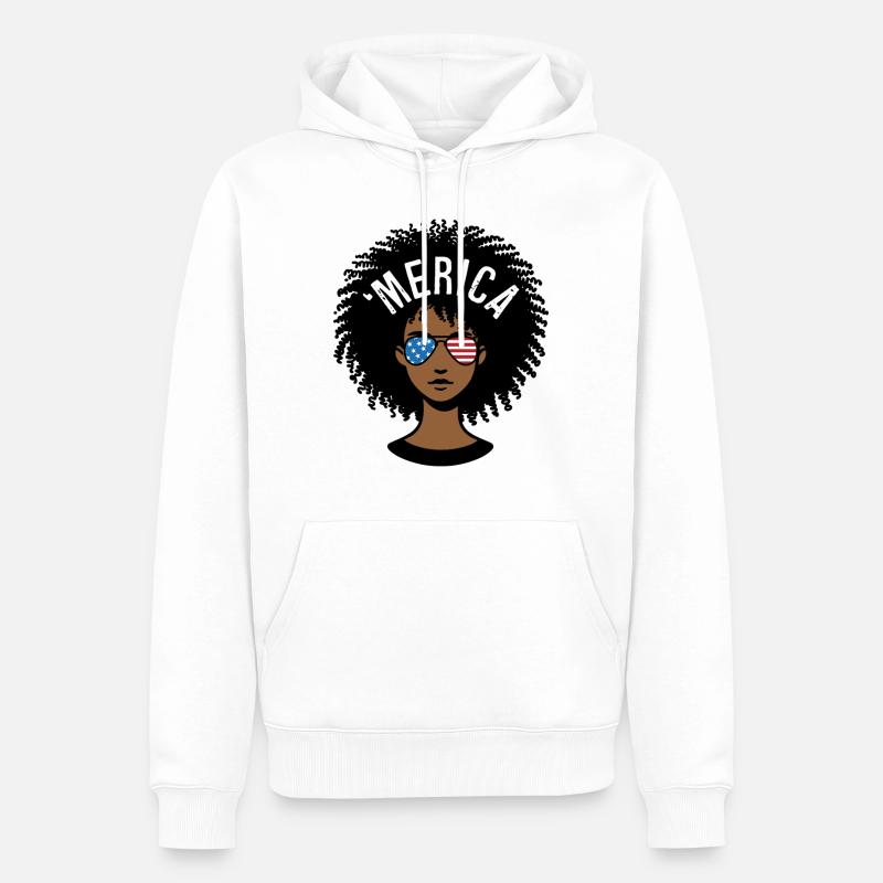 "merica Afro - Männer Premium Bio Hoodie - Weiß