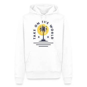 Partez à l’assaut du monde - Sweat à capuche Premium bio Homme - blanc - Devant - Nico (187cm)