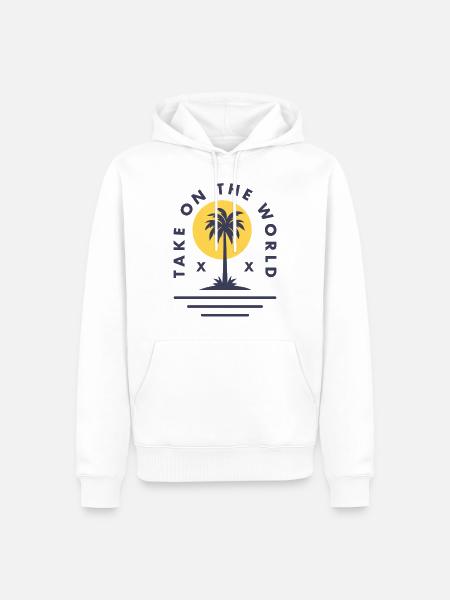 Take on the World - Men’s Premium Organic Hoodie - white