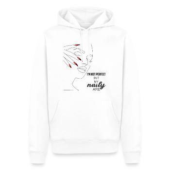 i'm not perfect but my naily are - Sweat à capuche Premium bio Homme - blanc - Devant - Nico (187cm)