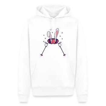 Skihase mit Skistöcken und Skibrille - Männer Premium Bio Hoodie - Weiß - Vorne - Nico (187cm)
