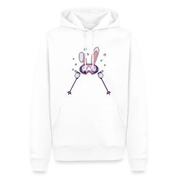 Skihase mit Skistöcken und Skibrille - Männer Premium Bio Hoodie - Weiß - Vorne - Nico (187cm)
