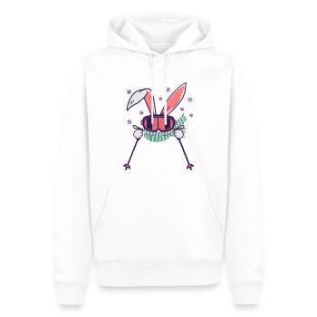 Skihase mit Skistöcken Skibrille und Schal - Männer Premium Bio Hoodie - Weiß - Vorne - Nico (187cm)