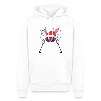 Skihase Skihäschen mit Nikolausmütze und Skistöcke - Männer Premium Bio Hoodie - Weiß - Vorne - Nico (187cm)