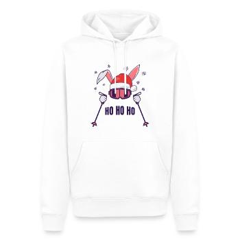 Skihase Skihäschen mit Nikolausmütze und Skistöcke - Männer Premium Bio Hoodie - Weiß - Vorne - Nico (187cm)