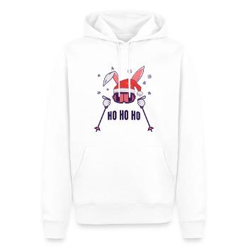 Skihase Skihäschen mit Nikolausmütze und Skistöcke - Männer Premium Bio Hoodie - Weiß - Vorne - Nico (187cm)