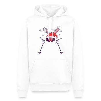Skihase Skihäschen mit Nikolausmütze und Skistöcke - Männer Premium Bio Hoodie - Weiß - Vorne - Nico (187cm)