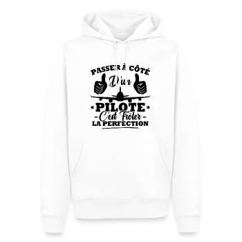 Passer à côté d'un pilote c'est frôler perfection - Sweat à capuche Premium bio Homme - blanc - Devant - Nico (187cm)