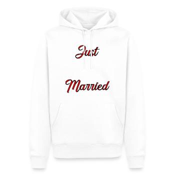 GERADE VERHEIRATET. ES LEBE DIE MARIES. Junggesellinnenabschied. - Männer Premium Bio Hoodie - Weiß - Vorne - Nico (187cm)