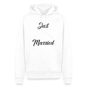 GERADE VERHEIRATET. Junggesellinnenabschied. HEILIGER VALENTIN. LANG LEBE DIE MARIES - Männer Premium Bio Hoodie - Weiß - Vorne - Nico (187cm)