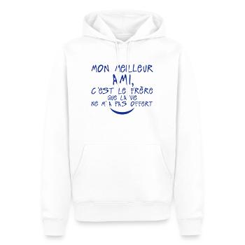 meilleur ami frere vie offert citation - Sweat à capuche Premium bio Homme - blanc - Devant - Nico (187cm)