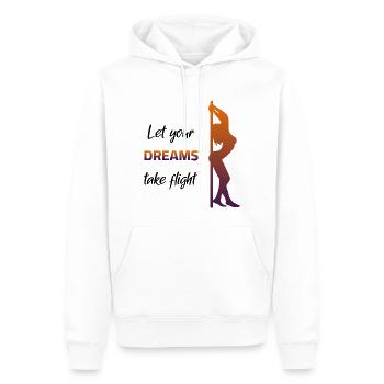 Poledance - Laissez vos rêves prendre leur envol - Sweat à capuche Premium bio Homme - blanc - Devant - Nico (187cm)