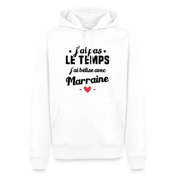 J'ai pas le temps, j'ai bêtise avec marraine ! - Sweat à capuche Premium bio Homme - blanc - Devant - Nico (187cm)
