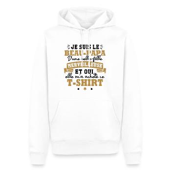 Beau papa d une belle fille merveilleuse - Sweat à capuche Premium bio Homme - blanc - Devant - Nico (187cm)