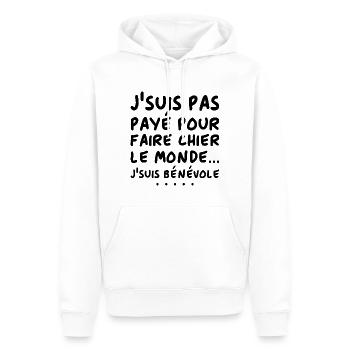 Humour Cadeau Engagé en tant que Bénévole - Sweat à capuche Premium bio Homme - blanc - Devant - Nico (187cm)