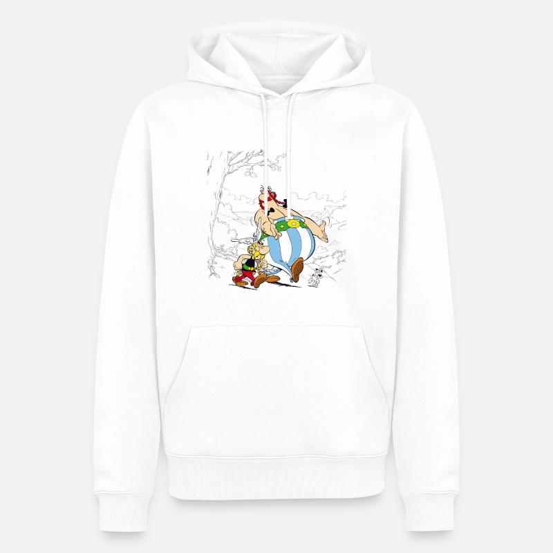 Asterix & Obelix Spaziergang Mit Idefix - Männer Premium Bio Hoodie - Weiß